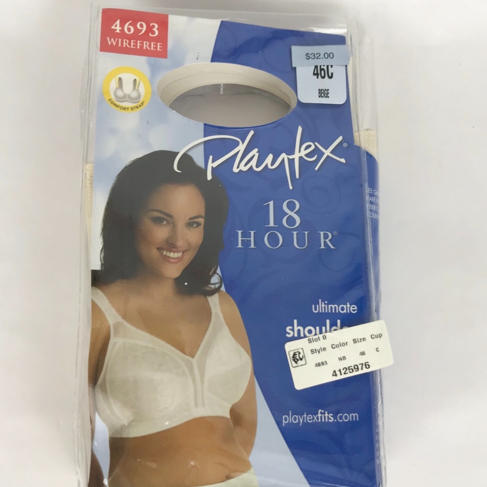 NEW PLAYTEX 46C 18 Hour Wirefree Bra Beige 4693